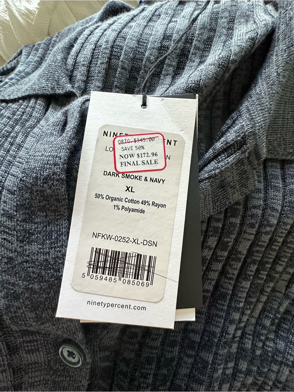Long Ribbed Button-Front Knit Dress - Gray - Picture 3 of 3